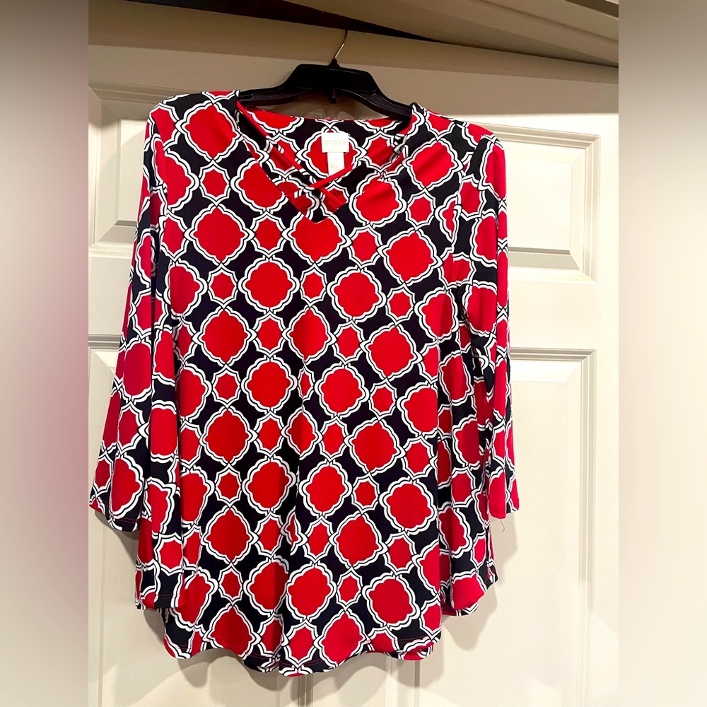 Chico’s Geometric Red Black White Size 0